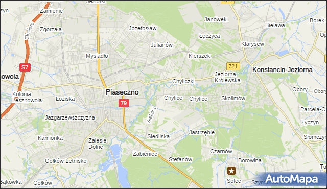 mapa Chylice gmina Piaseczno, Chylice gmina Piaseczno na mapie Targeo