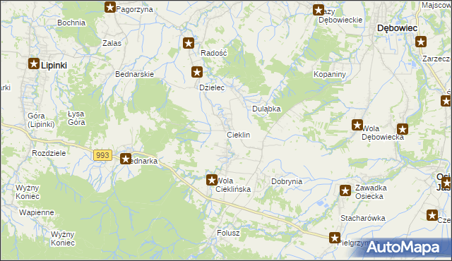 mapa Cieklin, Cieklin na mapie Targeo