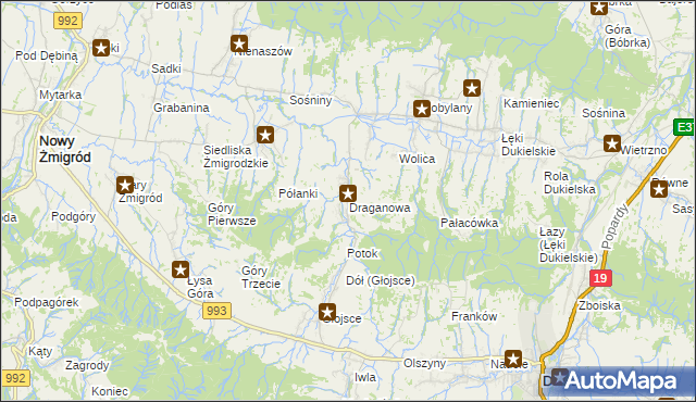 mapa Draganowa, Draganowa na mapie Targeo