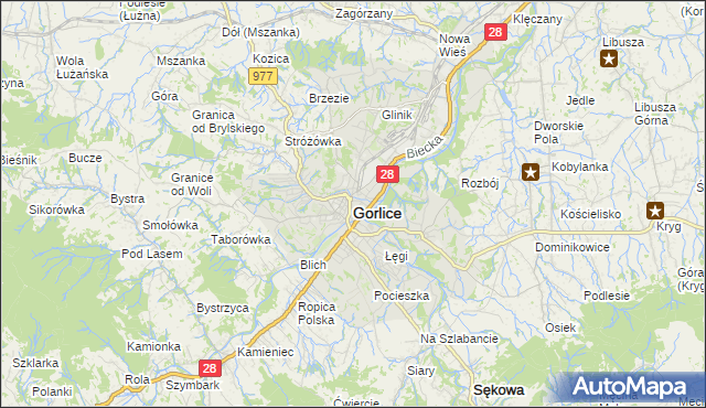 mapa Gorlic, Gorlice na mapie Targeo