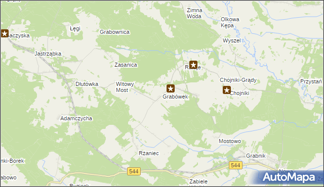 mapa Grabówek gmina Olszewo-Borki, Grabówek gmina Olszewo-Borki na mapie Targeo