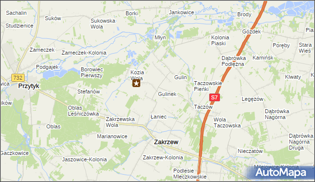 mapa Gulinek, Gulinek na mapie Targeo