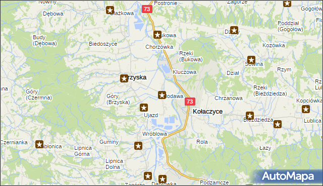 mapa Kłodawa gmina Brzyska, Kłodawa gmina Brzyska na mapie Targeo
