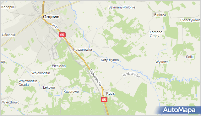 mapa Koty-Rybno, Koty-Rybno na mapie Targeo