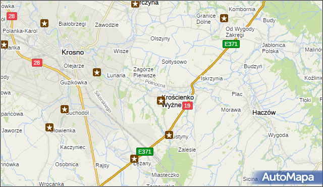 mapa Krościenko Wyżne, Krościenko Wyżne na mapie Targeo