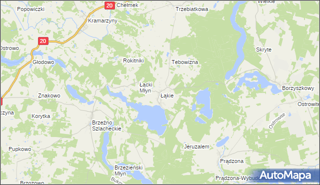 mapa Łąkie gmina Lipnica, Łąkie gmina Lipnica na mapie Targeo