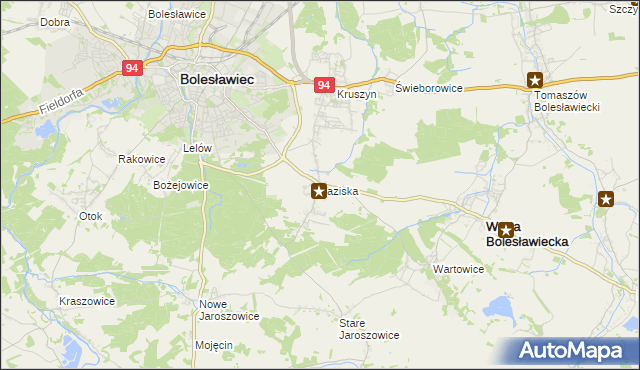 mapa Łaziska gmina Bolesławiec, Łaziska gmina Bolesławiec na mapie Targeo