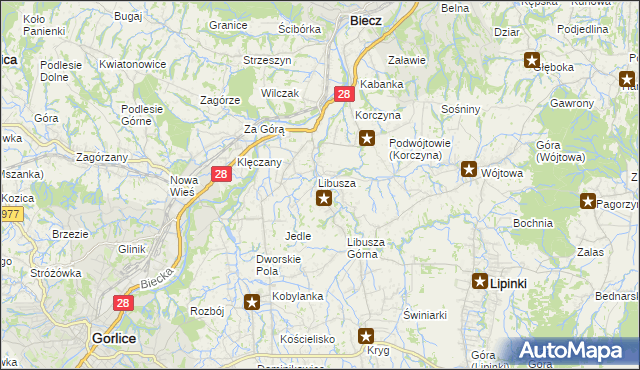 mapa Libusza, Libusza na mapie Targeo