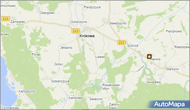 mapa Lisewo gmina Krokowa, Lisewo gmina Krokowa na mapie Targeo