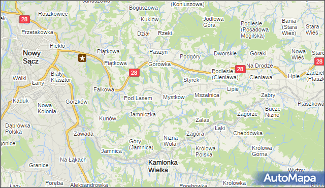 mapa Mystków, Mystków na mapie Targeo
