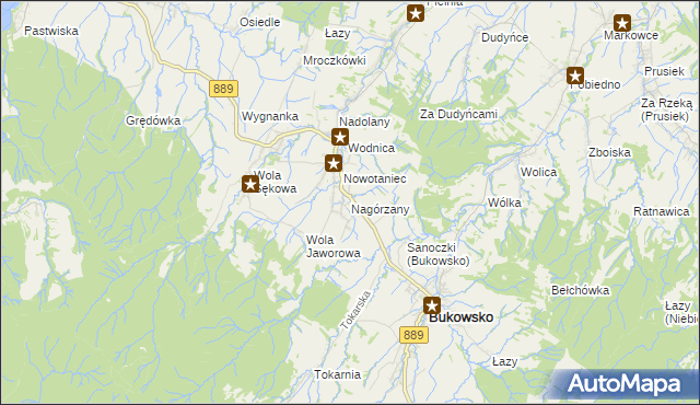 mapa Nagórzany, Nagórzany na mapie Targeo