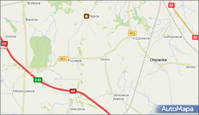 mapa Obórki gmina Olszanka, Obórki gmina Olszanka na mapie Targeo