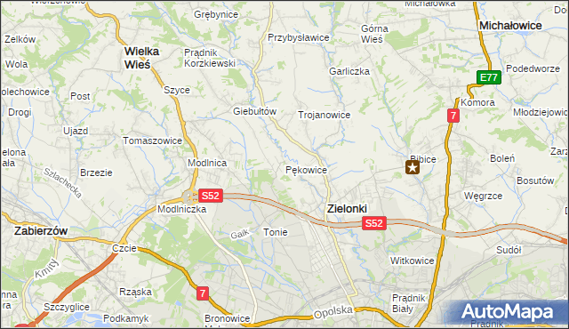 mapa Pękowice, Pękowice na mapie Targeo