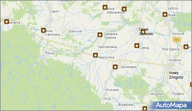 mapa Pielgrzymka gmina Osiek Jasielski, Pielgrzymka gmina Osiek Jasielski na mapie Targeo