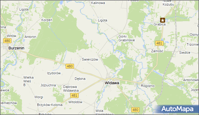 mapa Podgórze gmina Widawa, Podgórze gmina Widawa na mapie Targeo