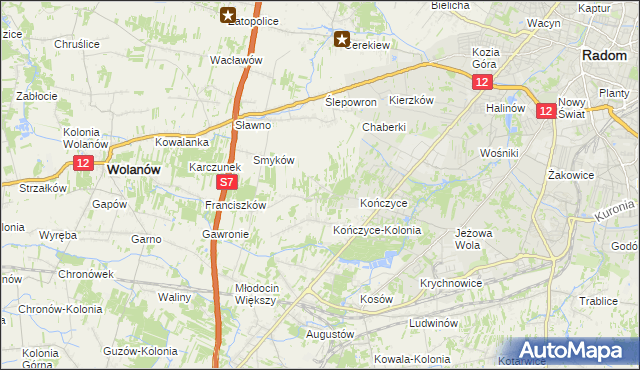 mapa Podkończyce, Podkończyce na mapie Targeo