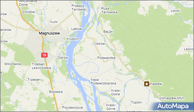 mapa Podwierzbie gmina Maciejowice, Podwierzbie gmina Maciejowice na mapie Targeo