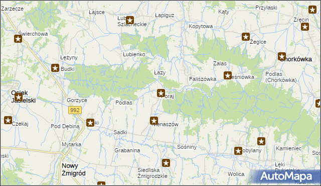 mapa Poraj gmina Chorkówka, Poraj gmina Chorkówka na mapie Targeo