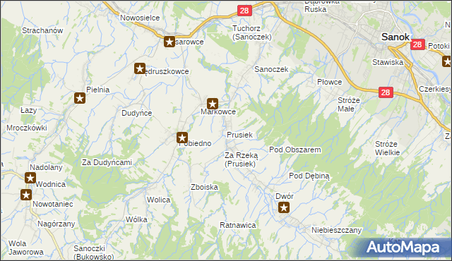 mapa Prusiek, Prusiek na mapie Targeo