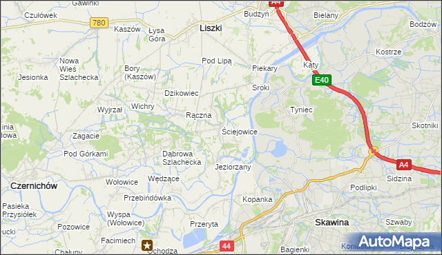 mapa Ściejowice, Ściejowice na mapie Targeo