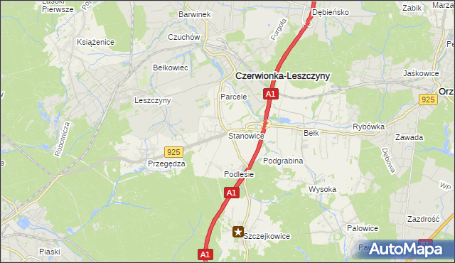 mapa Stanowice gmina Czerwionka-Leszczyny, Stanowice gmina Czerwionka-Leszczyny na mapie Targeo