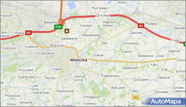 mapa Sułków gmina Wieliczka, Sułków gmina Wieliczka na mapie Targeo