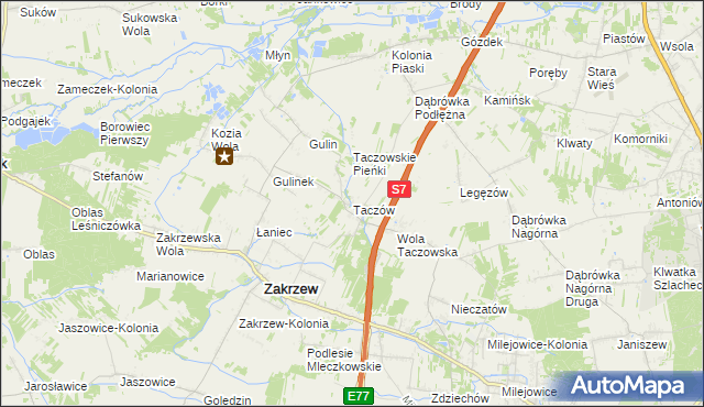 mapa Taczów, Taczów na mapie Targeo