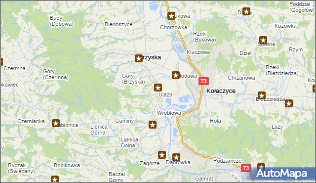 mapa Ujazd gmina Brzyska, Ujazd gmina Brzyska na mapie Targeo