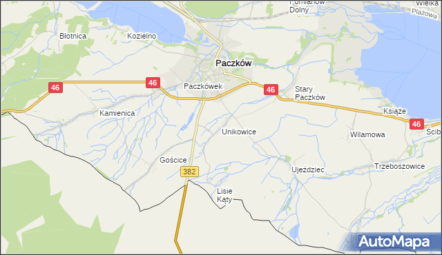 mapa Unikowice, Unikowice na mapie Targeo