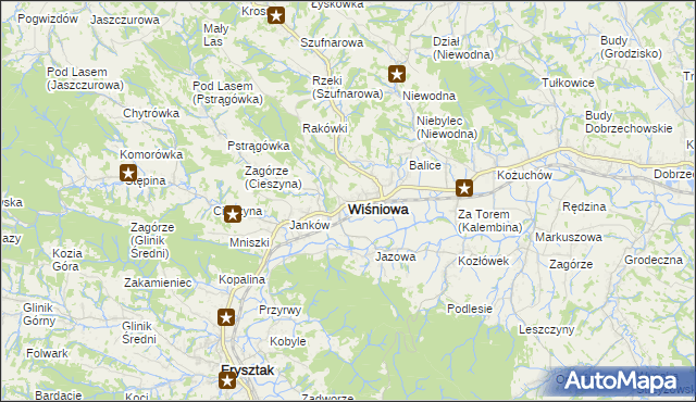 mapa Wiśniowa powiat strzyżowski, Wiśniowa powiat strzyżowski na mapie Targeo