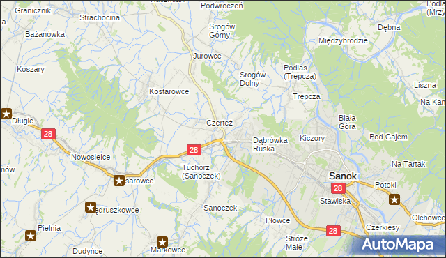 mapa Zabłotce gmina Sanok, Zabłotce gmina Sanok na mapie Targeo