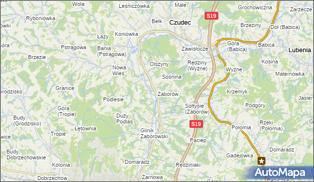 mapa Zaborów gmina Czudec, Zaborów gmina Czudec na mapie Targeo