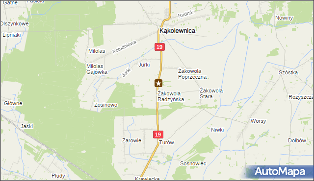 mapa Żakowola Radzyńska, Żakowola Radzyńska na mapie Targeo