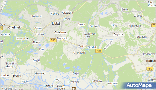 mapa Żarki gmina Libiąż, Żarki gmina Libiąż na mapie Targeo