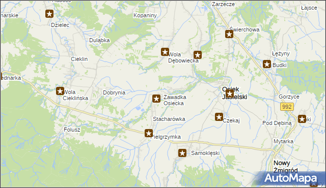 mapa Zawadka Osiecka, Zawadka Osiecka na mapie Targeo