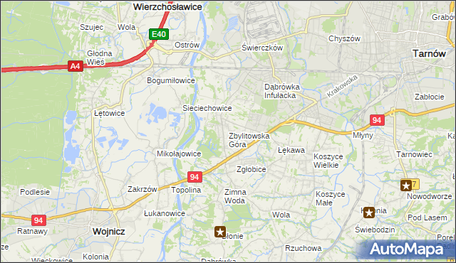 mapa Zbylitowska Góra, Zbylitowska Góra na mapie Targeo