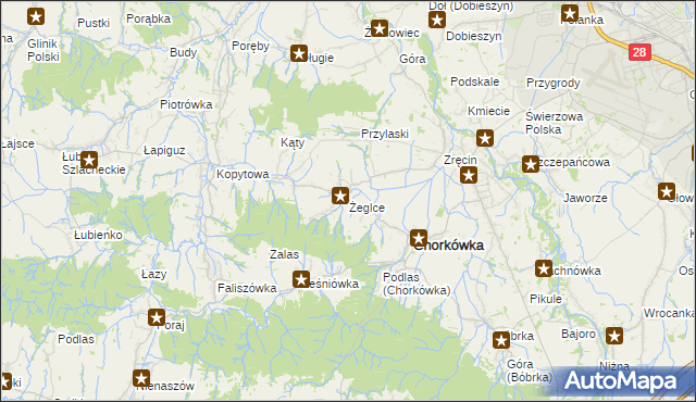 mapa Żeglce, Żeglce na mapie Targeo