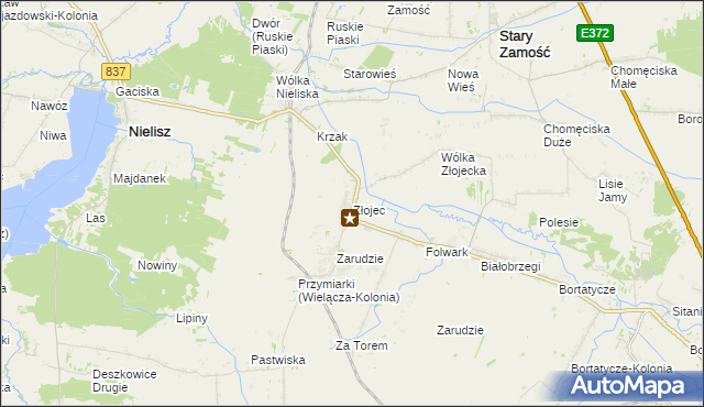 mapa Złojec, Złojec na mapie Targeo