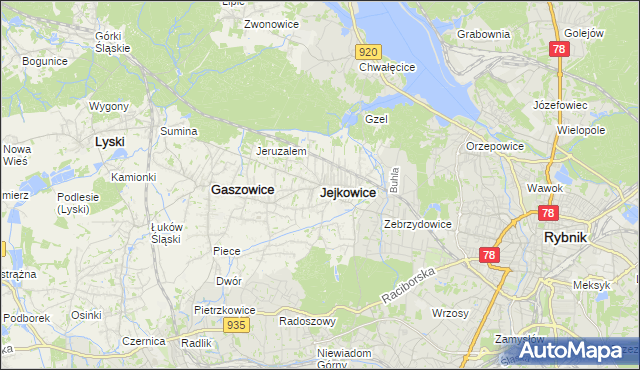 mapa Jejkowice, Jejkowice na mapie Targeo