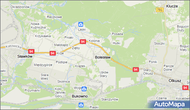 mapa Bolesław powiat olkuski, Bolesław powiat olkuski na mapie Targeo