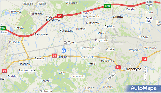 mapa Brzezówka gmina Ropczyce, Brzezówka gmina Ropczyce na mapie Targeo