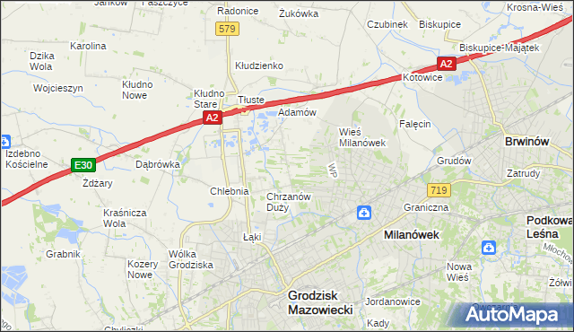 mapa Chrzanów Mały, Chrzanów Mały na mapie Targeo