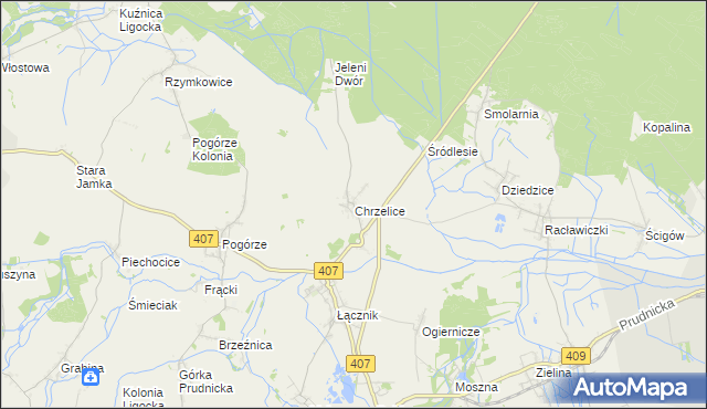 mapa Chrzelice, Chrzelice na mapie Targeo