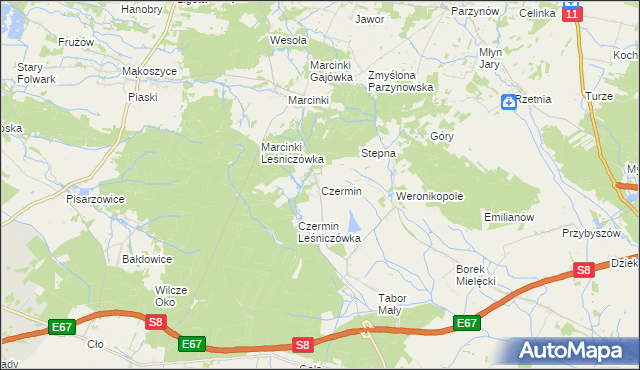 mapa Czermin gmina Bralin, Czermin gmina Bralin na mapie Targeo