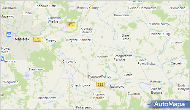 mapa Dąbrowa gmina Nasielsk, Dąbrowa gmina Nasielsk na mapie Targeo