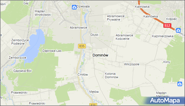 mapa Dominów gmina Głusk, Dominów gmina Głusk na mapie Targeo