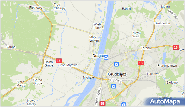 mapa Dragacz, Dragacz na mapie Targeo