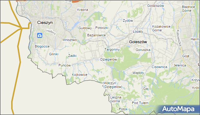 mapa Dzięgielów, Dzięgielów na mapie Targeo