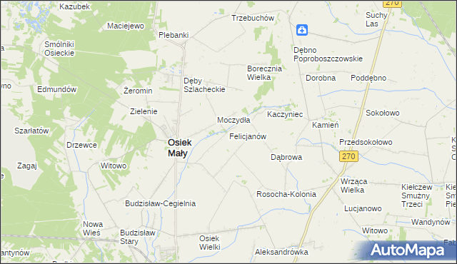 mapa Felicjanów gmina Osiek Mały, Felicjanów gmina Osiek Mały na mapie Targeo
