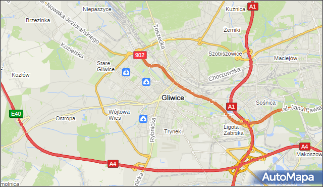 mapa Gliwic, Gliwice na mapie Targeo